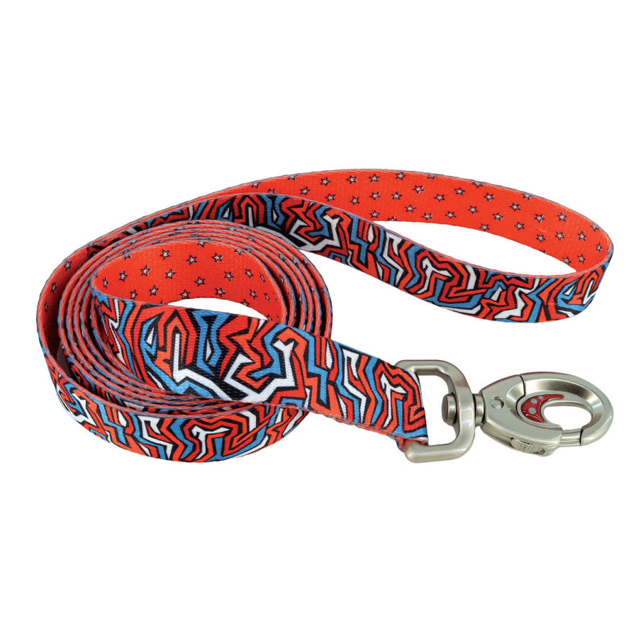 Red Blue Graffiti w/Red Stars, 1ea/6 ft