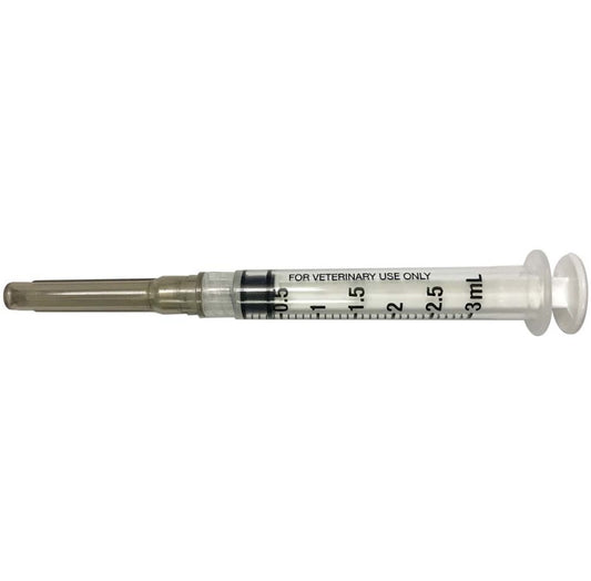 22 G x 1 in Needle w/3 CC Syringe, Clear/Grey, 1ea/100 ct