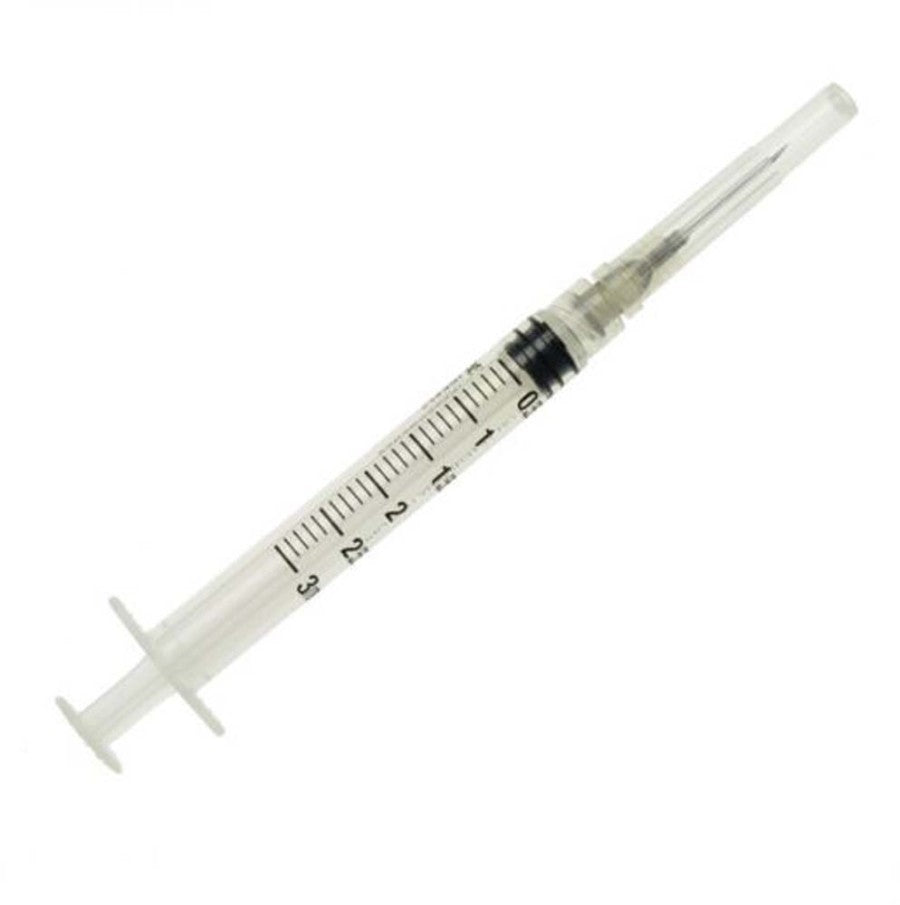 22 G x 0.75 in Needle w/3 CC Syringe, Clear/Grey, 1ea/100 ct