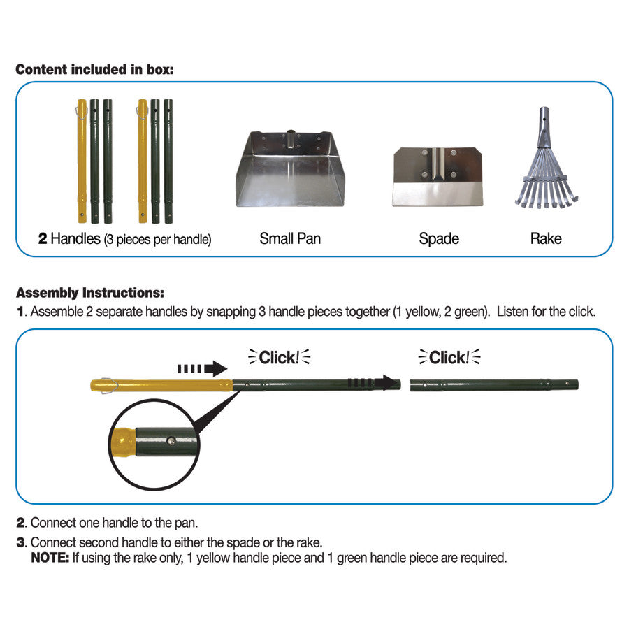 Rake, Spade & Pan, 1ea/SMall, 7 in X 7 in X 38 in